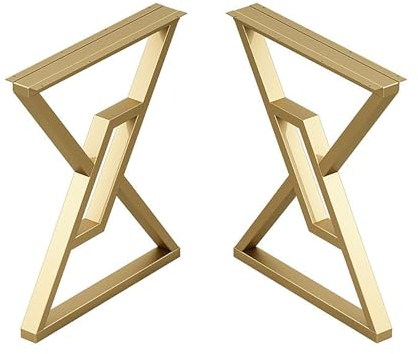 AKOGG Lot De 2 Pieds De Table Metal,Pied De Table Industriel en Fer,Pied De Table Basse en Fer,avec Protecteur De Sol Et Accessoires De Montage,pour Table A Manger,Table Haute,Plan De Travail,Noir/Or