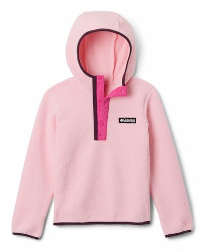 Columbia Helvetia Felpa con Cappuccio Pull Over in Pile, Rosa Satinato/Rosa Ghiaccio, 116 Unisex-Bambini