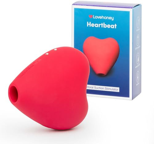 Lovehoney Heart Clitoral Sucking Toy - Clit Stimulator with 10 Suction Speeds and Patterns - Waterproof Sucker Vibrator - Silicone Vibrating Adult Sex Toys Gifts for Women - Rechargeable - Red
