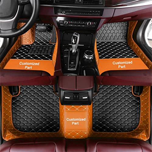 Anpassen Fußmatten für Dodge RAM 1500 2500 Avenger Charger Challenger Caliber Journey PU-Leder Auto Fussmatten Set Allwetter wasserdichte rutschfeste Teppich?Orange und Schwarz?