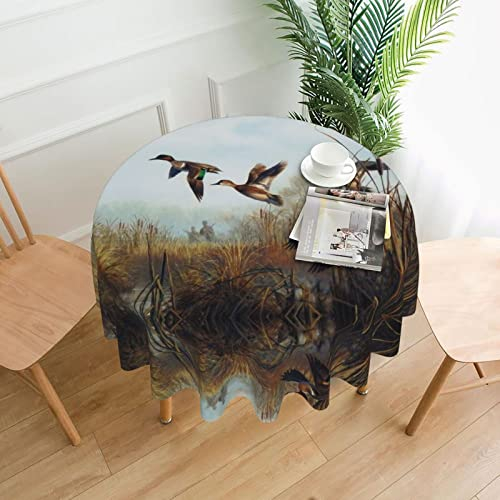 SCAUA Runde Tischdecke mit Jagdmotiv, 152,4 cm, wasserdicht, Bauernhaus-Tischdecken, Dekoration, Tischdecke für Urlaubsparty