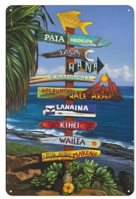 KOPUTE Hawaii-Reise-Schilder, Kunstmalerei, Poster, toll auf Maui, Hawaii-Poster, Wandkunst, Retro-Metallposter, Wandkunst, Küche, Garten, Bauernhof, Heimdekoration, Blechschild, 30 x 40 cm