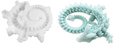 Xidmold Silikonform Resin Drache, 3D Drache Silikonform für Fondant, Schokolade, Epoxidharz, Sojawachs Kerzen, Seife, Gips, Handwerk (A)