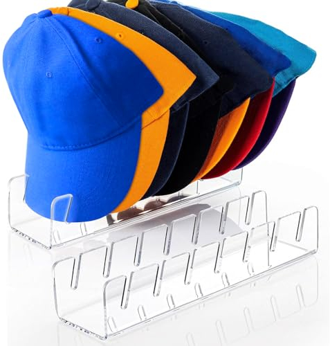 Martin Kench 2 Stück Huthalter Cap Halterung,Acryl Cap Organizer Cap Halter No Installieren Hutständer Für Baseballkappen Desktop Basecap Organizer für 14 Baseballkappen Aufbewahrung