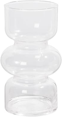 Florero geométrico de cristal, moderno jarrón hidropónico de flores de cristal, jarrón de tulipanes, jarrón decorativo para casa, oficina, boda (transparente)