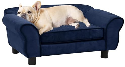 CLALER Hundesofa Blau 72x45x30cm Plüsch Hundecouch Hundebett Haustiersofa hundesofa für kleine Hunde und mittlere Hunde