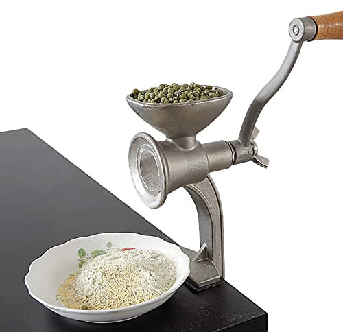 SnamicE Kaffeemühle mit manueller Kurbel, Edelstahl-Handmühle für Mais und Getreide, Nussmühle, Weizenmühle mit Tischklemme, tragbare Bohnen-/Reismühle, Mehlmahlmaschinen mit Holz