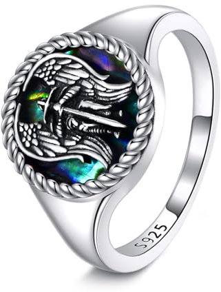 ONEFINITY St Michael Ring 925 Sterling Silber Erzengel Michael Ring Katholischer Schmuck Amulett Geschenke für Männer Frauen