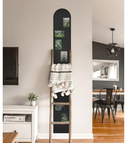 FERFLEX - Kit papier peint magnétique arrondi - Version Adhésif Repositionnable- Ardoise effacable - Deco murale - 8 aimants argentés inclus -2mx28cm