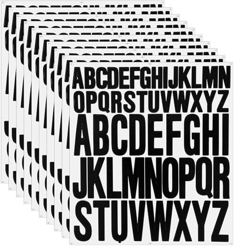 Selbstklebende Buchstaben Aufkleber, 10 Blatt Groß Vinyl Sticker Wetterfest Alphabet 2,5cm 5cm Für DIY Scrapbook Briefkasten Schilder Auto Tür Schwarz