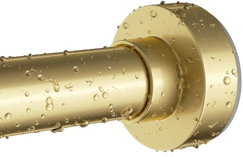 Emlaoe Gold Shower Curtain Rod 34-96 Inches(2.8-8ft) Never Rust Adjustable Shower Rod Spring Tension Non Slip No Drilling Shower Rods for Bathroom Garland Window