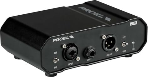 Proel D10A - Caja de inyección directa activa, amplificador de bajo ruido, negro