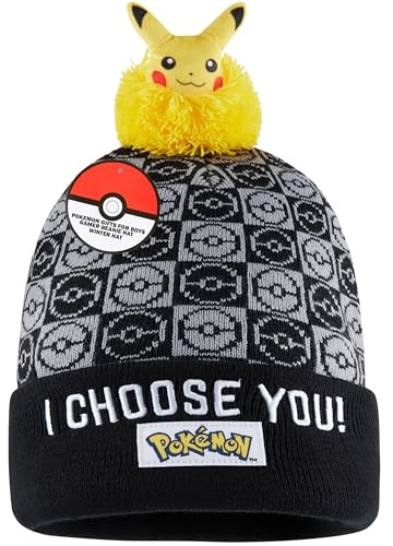 Pokemon Mütze Jungen 5-12 Jahre, Warme Beanie Kindermütze mit Spruch, Wintermütze für Jungs, Gemütlich Geschenkidee für Kinder