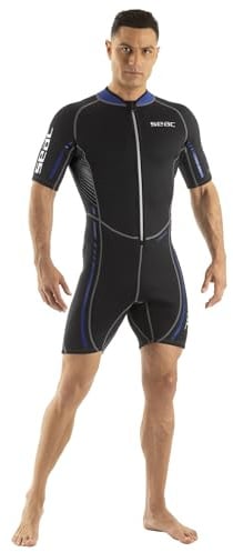SEAC Trendy Man, einteiliger kurzer Neoprenshorty aus 2,5 mm Neopren mit Reißverschluss vorne, zum Schnorcheln, Surfen und Wassersport in gemäßigten Gewässern für Erwachsene und Kinder