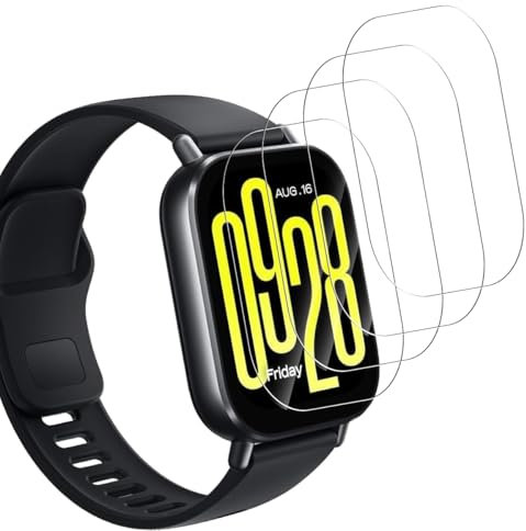 Yieehhow Protector Pantalla para Xiaomi Redmi Watch 5 Active Cristal Templado, [4 Piezas] 9H Dureza Vidrio Templado, Sin Burbujas/HD Transparente Película Protectora para Redmi Watch 5 Active
