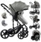 Veitoalioy Kinderwagen 3 in 1, Bequemer Multifunktionaler Kombikinderwagen 3 in 1 Komplettset, Aluminium Hohe Landschaft Babywagen, Faltbarer Kinderwagen Set (588 Grey)