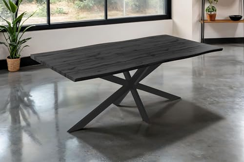 SAM Esstisch Josy 200x100 cm Holz-Optik Grau Spider-Gestell schwarz