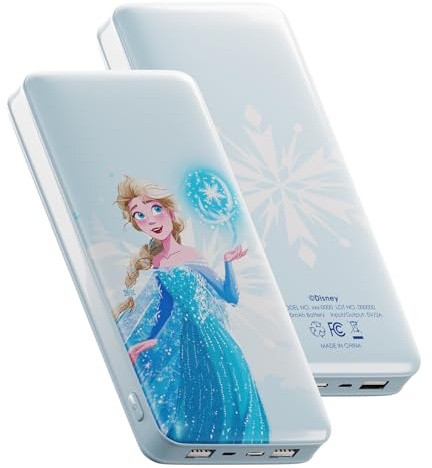 Disney Frozen 10,000mAh Power Bank - Universally Compatible Portable Phone Charger Battery Pack w/USB Charging Port - Frozen Gifts for Girls, Women and All Fans of Elsa, Anna and Olaf