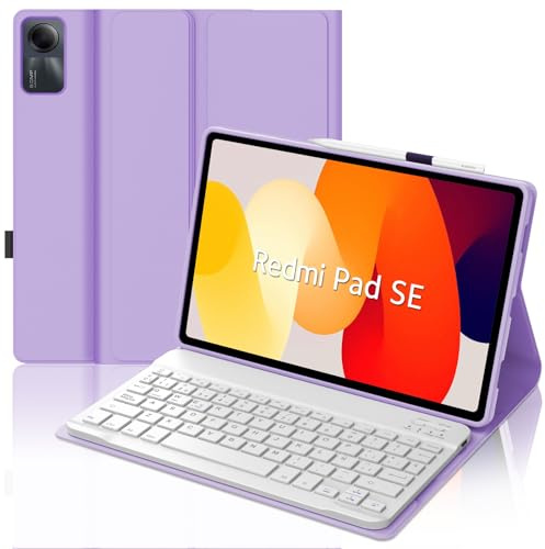 IVEOPPE Funda Teclado Xiaomi Redmi Pad SE 11, Ultra Delgada Case con Magneticamente, Español Ñ Capa Teclado Bluetooth para Redmi Pad SE 11 Pulgadas 2023, Morado Claro