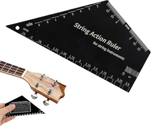 Guitar String Action Gauge – Stainless Steel Guitar String Height Measuring Tool | Precision Luthier Ruler For Bass, Acoustic, Electric Guitars, Banjos, Ukulele, Mandolin | Accurate Setup, Adjustment,