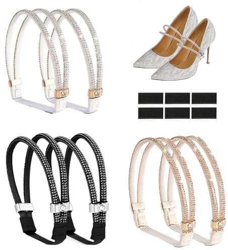TILONKJ 3 Pares Correa Elástica para Zapatos,Correas Antisueltas para Tacones, Correas de Zapatos de Tacón Alto Cinturón Fijo para Sujetar Pantuflas de Tacón Alto Sueltas