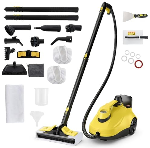 COSTWAY Dampfreiniger 2000W, Dampf Reinigung mit 29 Zubehör, bis zu 160℃ | UltraKit 29, Dampfdruck: 5 bar, Flächenleistung: 108 m², Steam Cleaner für Boden, Küche, Bad, Fenster, Polster & Auto, Gelb
