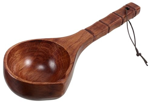 VANZACK Louche en Bois à Long Manche pour Sauna et Salle de Bain, Grosse Taille en Bambou Peint, Louche à Eau Traditionnelle Chinoise pour Cérémonie du Thé, Bain et Jardin, Outil Polyvalent et Robuste