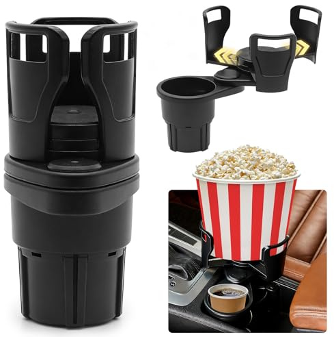 Adjustable Car Cup Holder Expander, Universal Large Bottle Holder for Cars, Expandable Drink Holder for Water Bottles & Coffee Cups, Secure Fit Adapter for Most Vehicle Cup Slots – Black