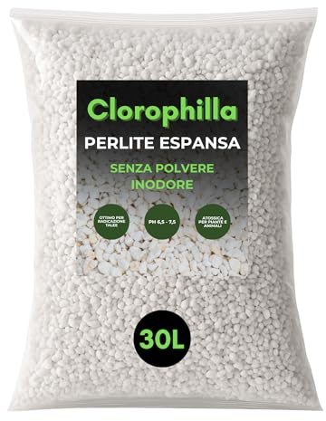 CLOROPHILLA Perlite per Piante in Vaso Leggera e Porosa, Perlite Giardinaggio Ideale per Terricci, per Piante, Ortaggi e Spezie (30 Litri)
