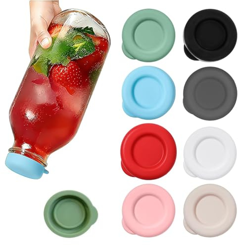 8 Pcs Milk Bottle Tops, Perfect Fit for 48mm Milk Bottles, Reusable Milk Bottle Tops for Spill-Proof Storage, Dishwasher Safe, Multicolor