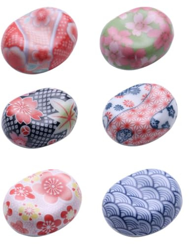 Generico Porta Bacchette Sushi 6 Pezzi in Ceramica Stile Giapponese Elegante e Facile da Pulire Set Supporto per Cucchiai, Accessorio da Cucina per Tavola da Pranzo