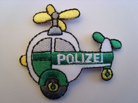 Hubschrauber 5,1 cm * 4,8 cm Bügelbild Helikopter Flugzeug Polizei Aufnäher Applikation Patch