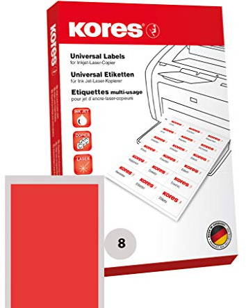 Kores Farbige Universal-Etiketten, 105 x 74,0 mm, 100 Blatt, rot