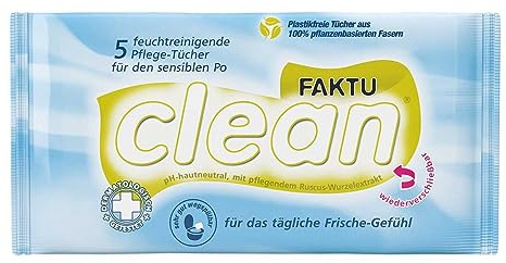 FAKTU clean Pflegetücher: Gründliche und sanfte Feuchttücher für die Analhygiene bei empfindlicher Haut und das tägliche Frische-Gefühl, 30 Stück