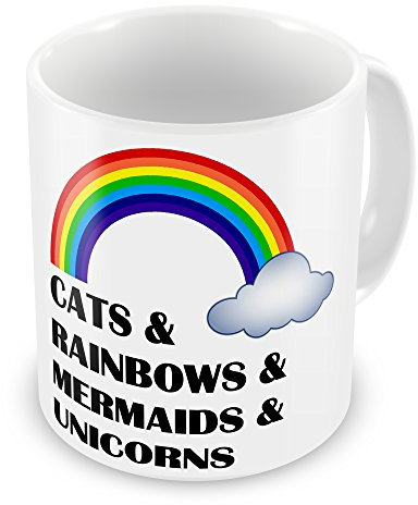 Cats & Rainbows & Mermaids & Unicorns Novelty Gift Mug