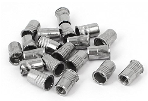 sourcing map 20 Stück M6 x 14mm Stripe Senkkopf Blindnietmutter Einsatz Nutsert de