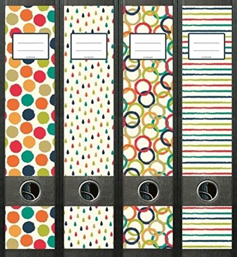 4 Ordnerrücken Retro Kreis Lexikon Ordner Ordneraufkleber Aufkleber Deko 472