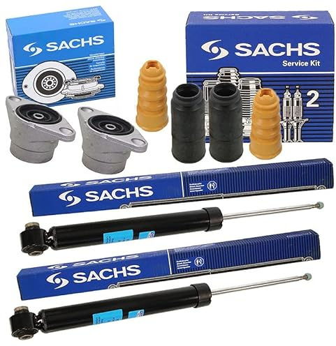 SACHS 2x Gasdruck Stoßdämpfer hinten inkl. Domlager & Staubschutzsatz Kompatibel mit AUDI A4 B7 (8EC), A4 B7 Avant (8ED)