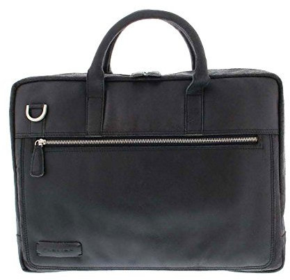 Plevier London Laptoptasche Leder 15,6 zoll Schwarz - mit Tablet-Fach - Vintage Look Ledertasche Herren - RFID Schutz - Laptoptasche aus Leder - 15 zoll / 15.6 zoll - Notebooktasche - mit Schultergurt