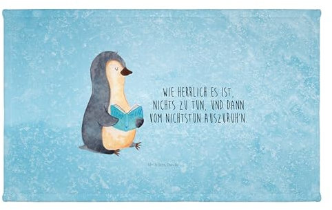 Mr. & Mrs. Panda 50 x 100 Handtuch Pinguin Buch - Geschenk, groß, Handtücher, Nichtstun, Kinder, Lesen, Pinguine, Badehandtuch