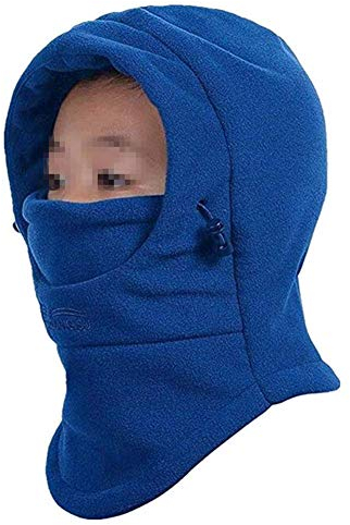VJOLI Unisex Kinder Winter Mütze Jungen Mädchen Kapuzenschal, 5 in 1 Hut mit Warmen Schal Ski-Outdoor Sport Winter Schlupfmütze Cap 2-15 Jahren (Hellblau)