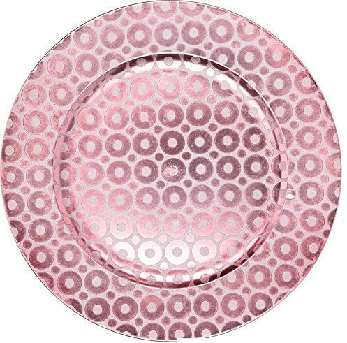 Conjunto De 4 Brillante Rosa Cargador Platos Bajo Platos 33cm Premium Gama - Redondo, 33 centimeters