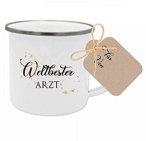Manufaktur Liebevoll Tasse mit dem Spruch Weltbester Arzt I Das perfekte Geschenk für den Arzt I Geschenkidee zum Geburtstag und als Dankeschön I mit Geschenkanhänger