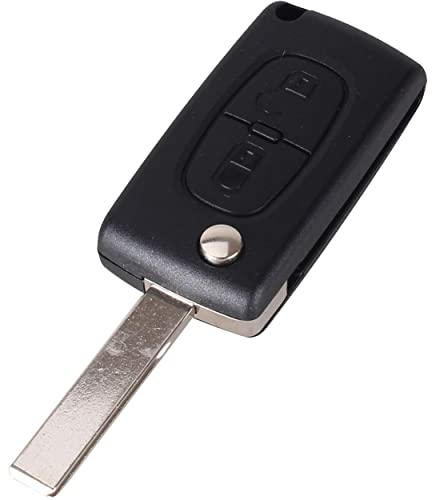 ENERGY01 Coque cle de Voiture 2 Boutons Compatible Citroen C2 C3 C4 C5 C6 C8 Xsara Picasso Peugeot 107 207 307 308 407CE0536 : CE0536 Emplacement Pile dans la Coque et Lame avec raynure HU83