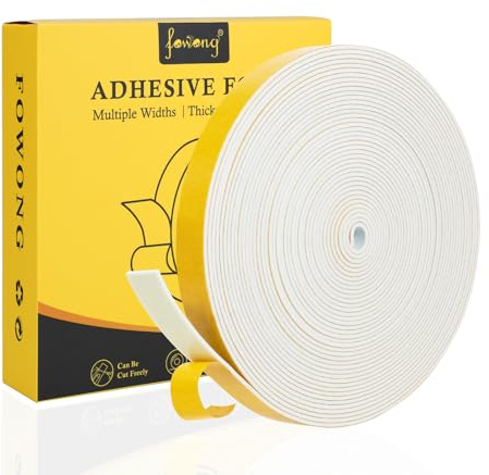 fowong Fensterdichtung Selbstklebend 10m(L)/1 Rolle, Abnehmbarer Klebstoff, Dichtungsband Selbstklebend, Türdichtung für Türen Fenster, Wasserdicht, Wetterfest, Kollisionsprävention, Schalldämmung