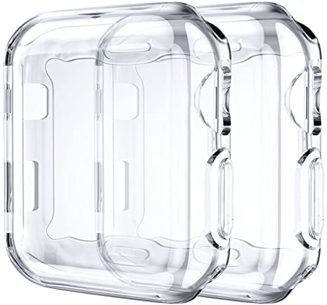 Upeak Cover per Apple Watch Series 3 2 1 Custodia 38mm, 2 Pacchi Protettiva Case in Morbido TPU Compatibile con iWatch Series 1/2/3, Chiaro/Chiaro