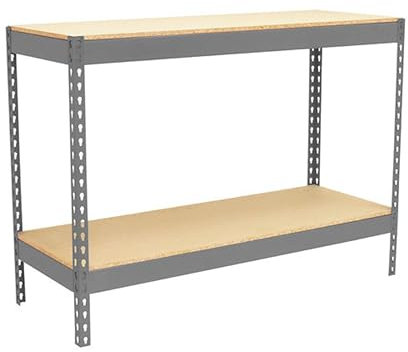 Simonrack Werkbank 400 kg Belastbarkeit, 90x180x75 cm, Große Arbeitsfläche Arbeitsfläche, Arbeitstisch, Holz-Arbeitsplatte, Grau/Holz - BT-Basic