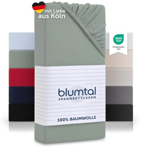 Blumtal® Basics Spannbettlaken & Matratzenbezug 160x200cm - Jersey, Baumwolle - Oeko-TEX zertifiziertes Spannbetttuch - Summergreen, Grün