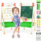 Joyooss Holz Kinder Staffelei mit Papierrolle und Aufbewahrungsbeutel, Magnetische Doppelseitige Kreidetafel und Whiteboard, Höhenverstellbare Standtafel, Spieltafel mit Malzubehör
