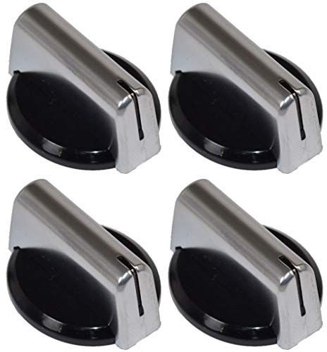 Ufixt Compatible Replacement Black Silver Oven Cooker Hob Control Knob Fits Baumatic AS26SS, AS26SS-FR, AS9.1AL, B26SS, B40, B41, B72BL, B72TCBL, B72TCBL-FR, B77BL, B77TCBL, B77TCBL-FR, B78BL an